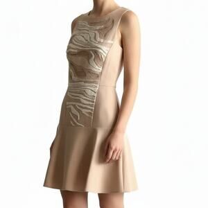 Tibi Beige Crew Neck Sleeveless Mini Dress, US6